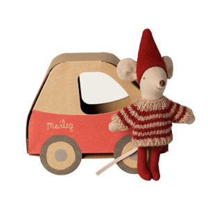 Maileg Myszka Christmas Mouse Little Sister In Car Box Maileg Myszka Christmas Mouse Little Sister In Car Box