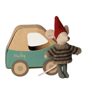 Maileg Myszka Christmas Mouse Little Brother In Car Box Maileg Myszka Christmas Mouse Little Brother In Car Box
