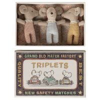 Myszki Trojaczki W Pudełku Triplets Baby Mice in Matchbox Checker Maileg