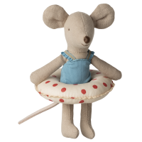 Myszka PLAŻOWA Beach Mouse With Float Little Sister Red Dots Maileg