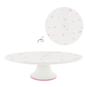 Patera Cake Stand White/Rose Little Flowers 30x9cm Bastion Collections