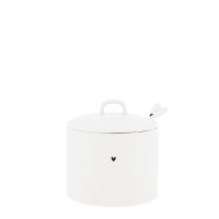 Cukierniczka Sugar Bowl White with Heart in Black Bastion Collections