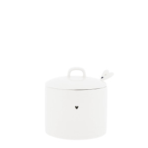 Cukierniczka Sugar Bowl White with Heart in Black Bastion Collections