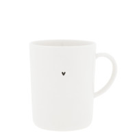 Kubek Tea Mug White Small Black Heart Bastion Collections