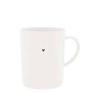 Kubek Tea Mug White Small Black Heart Bastion Collections Kubek Tea Mug White Small Black Heart Bastion Collections