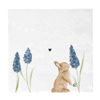 Papierowe Serwetki Napkin White/Bunny with Flowers Bastion Collections