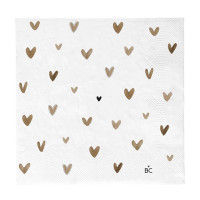 Papierowe Serwetki Napkin White Hearts Brown Bastion Collections