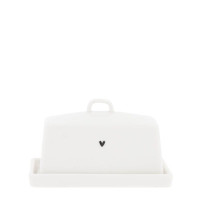 Maselniczka Butter Dish Small White Heart in Black Bastion Collections