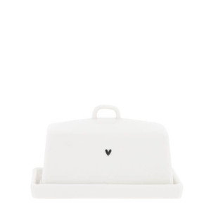 Maselniczka Butter Dish Small White Heart in Black Bastion Collections Maselniczka Butter Dish Small White Heart in Black Bastion Collections