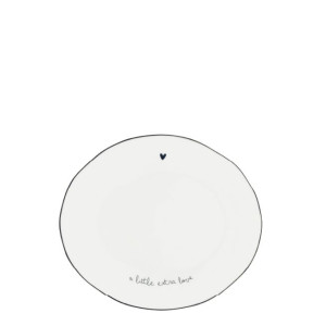 Talerz Oval Plate Small White With Heart In Black Bastion Collections
