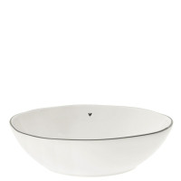 Miska Soup/Pasta Plate White/Little Heart Black Bastion Collections