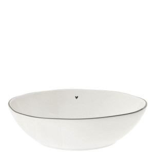 Miska Soup/Pasta Plate White/Little Heart Black Bastion Collections