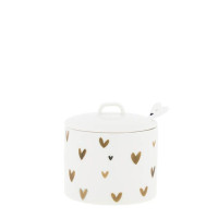 Cukierniczka Sugar Bowl White Brown Hearts Bastion Collections Cukierniczka Sugar Bowl White Brown Hearts Bastion Collections