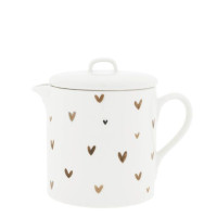 Dzbanek Teapot White Brown Little Hearts Bastion Collections