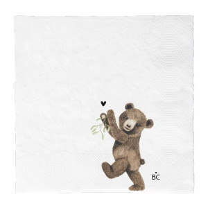 Papierowe Serwetki Napkin White/Mistletoe Bear Bastion Collections