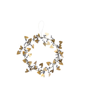 Wianek Wreath Medium with Hearts Brass Antique Bastion Collections