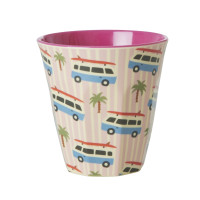 Kubek Z Melaminy Soft Pink Cars Print Rice