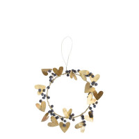 Wianek Wreath Medium with Hearts Brass Antique Bastion Collections