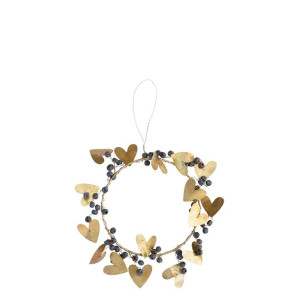 Wianek Wreath Medium with Hearts Brass Antique Bastion Collections