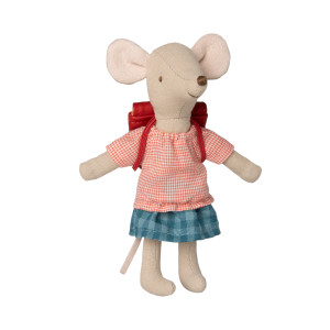 Myszka Starsza Siostra Tricycle Mouse Red Bag Maileg
