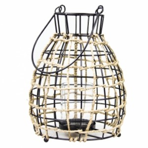 Lampion Black With Jute Bastion Collections BEZ SZKLANEGO WKŁADU!