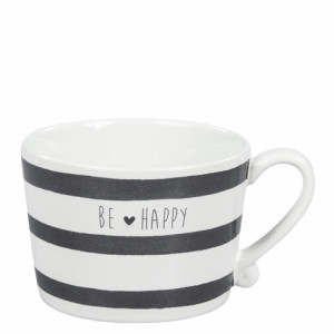 Kubek Be Happy Stripes Black Bastion Collections