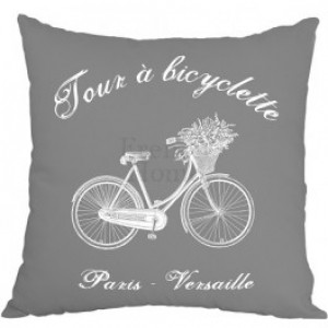 Poduszka Ozdobna Szara Bicyclette