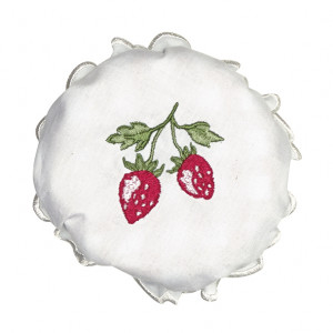 Bawełniana Przykrywka Na Zakrętkę Słoika Strawberry White Green Gate 