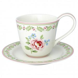 Filiżanka Ze Spodkiem Lily Petit White Green Gate 