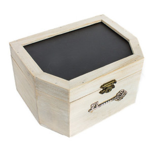 Drewniane Pudełko z Wieczkiem Tablicowym